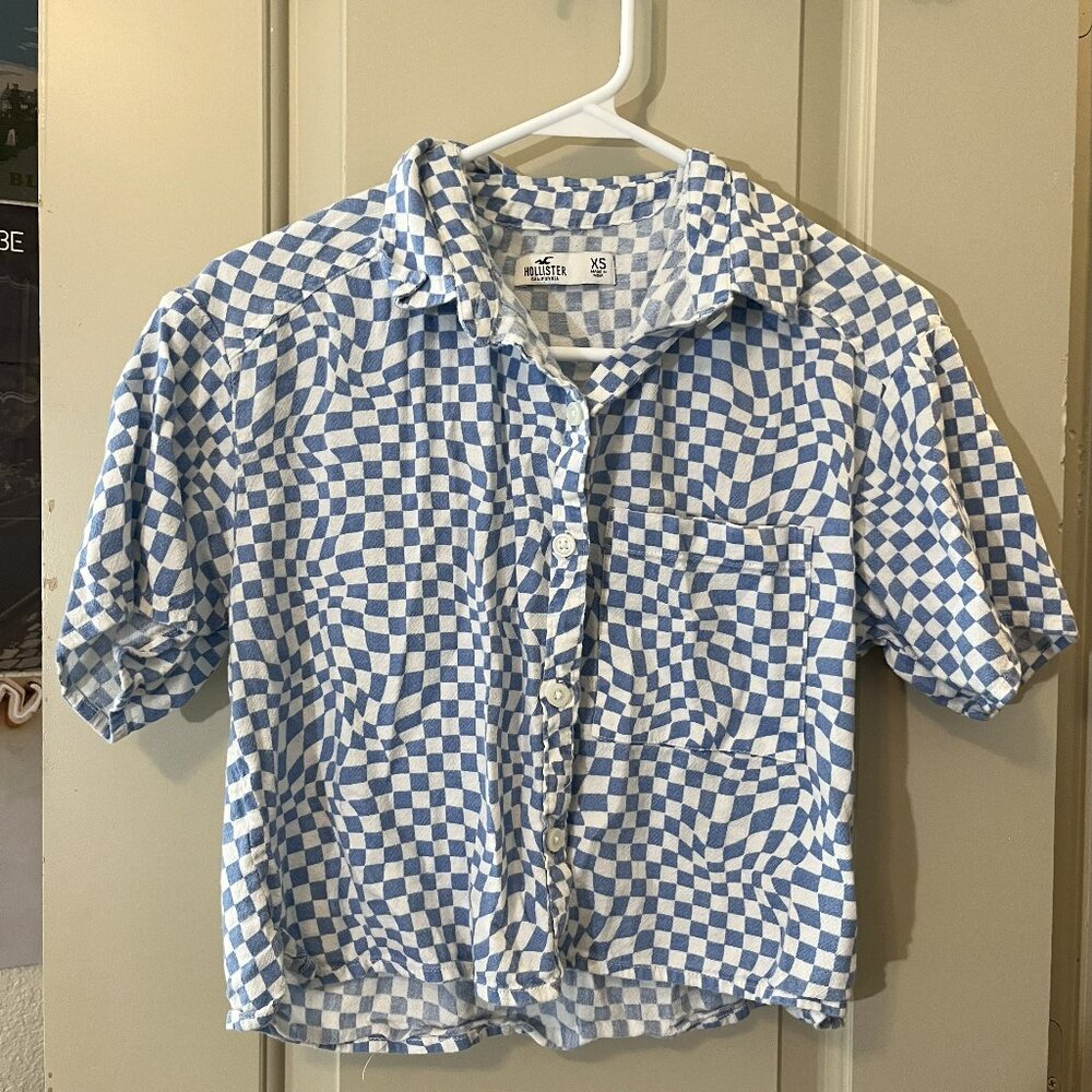 Cropped Checkered Button Down